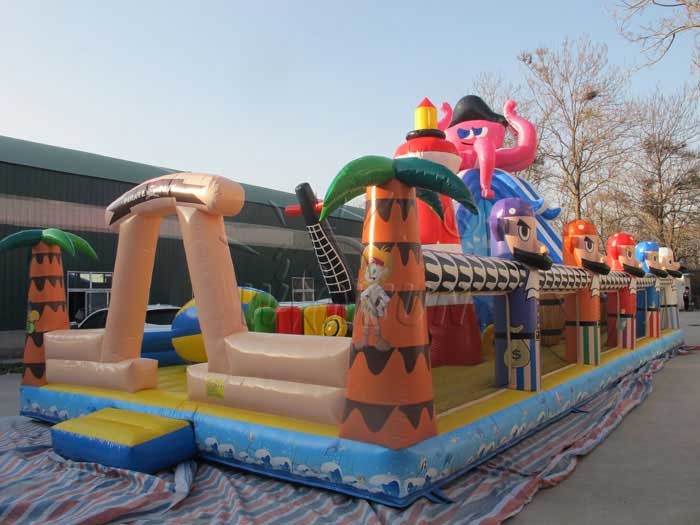 Commercial Grade Inflatable Fun City , Kids Pirate Ship Bounce House