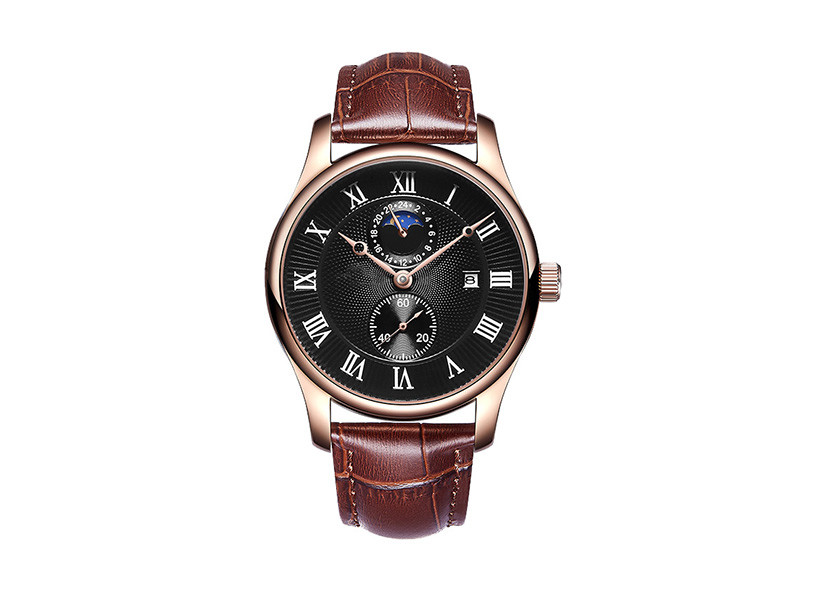 316L Case Genuine Leather Strap Automatic Wristband Watch Waterproof