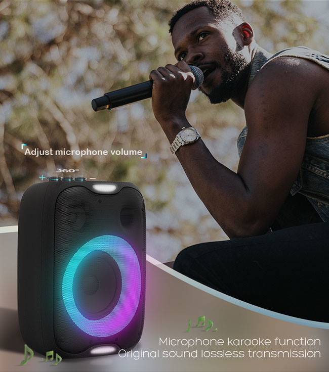 OZZIE P5 Led Light Bluetooth Speaker 40W Bass Knob For Adjustment