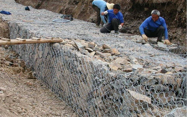 Flood Control 6 X 8 Cm Hole Gabion Mesh Basket Galfan Coated Metals