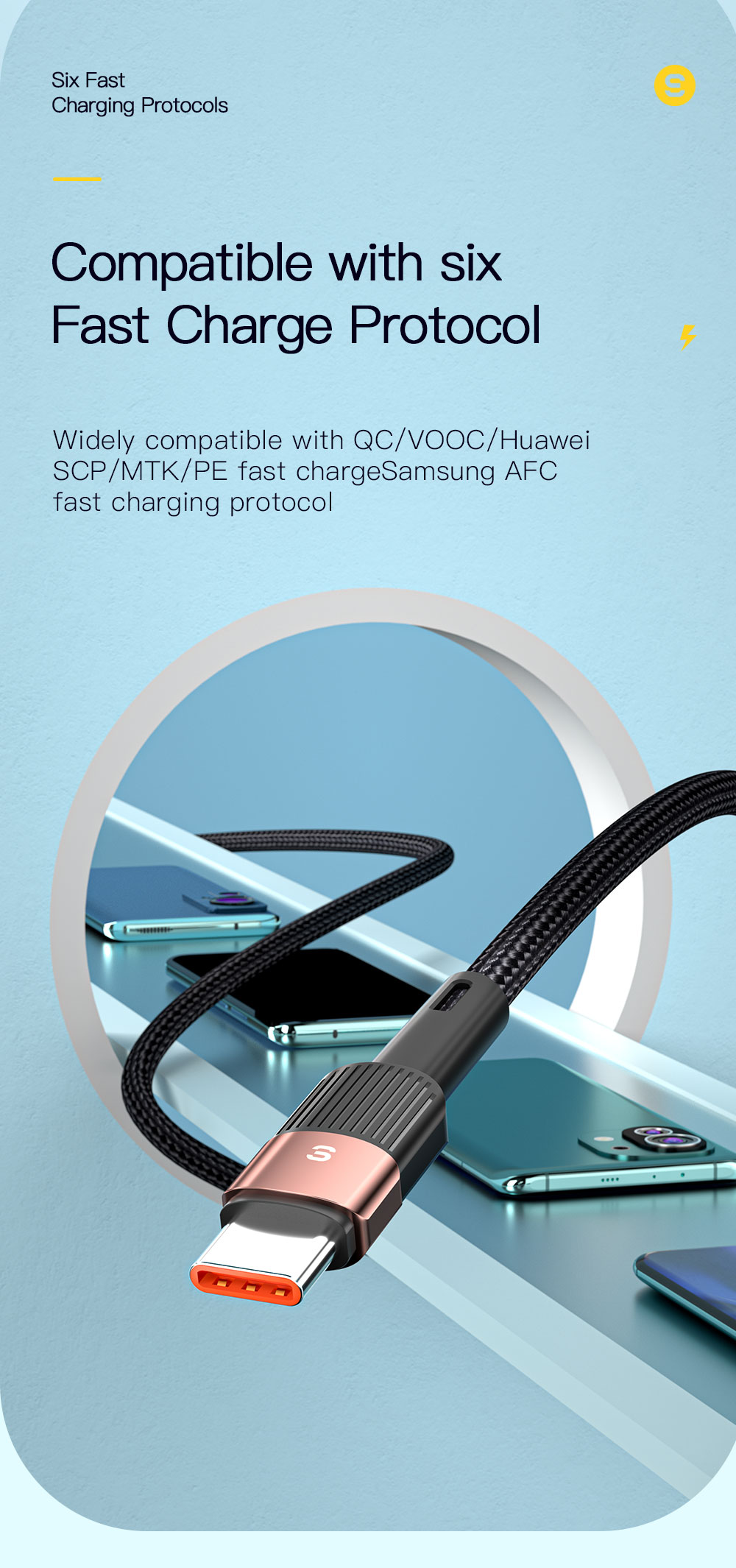6A USB C to C Charging Cable 100W 0.5M 1M 2M 3M Type C USB Cable
