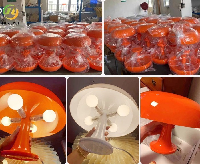 Classic Danish Mushroom Lamp polycarbonate White/orangeBedroom 320mm Bedside Lamp