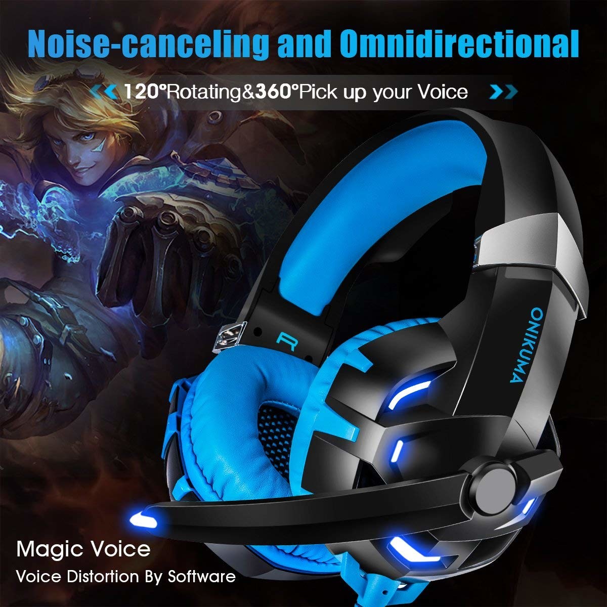 2.2kohm 3.5mm Onikuma K2 USB Gaming Headset
