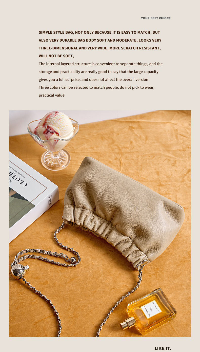 Genuine Leather Ladies Purse And Handbags For Women With Luxury Chain Shoulder Bags