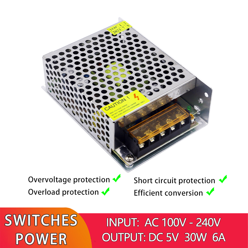 30W 5V Switching Power Supply AC 110V 220V To DC 5V 6A For LED Driver Transformer
