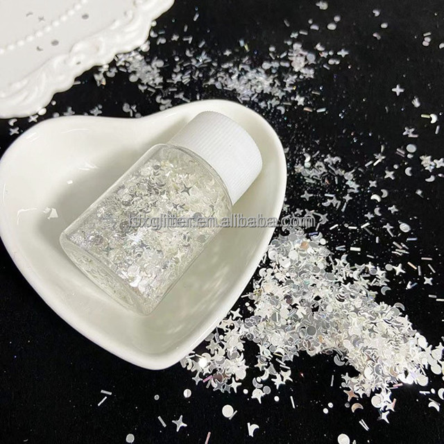Solvent Resistant Flax Flash Mirror Silver High Flash Silver Anomalous Star Moon Quadpoint Star Mixed Glitter 180-200°C