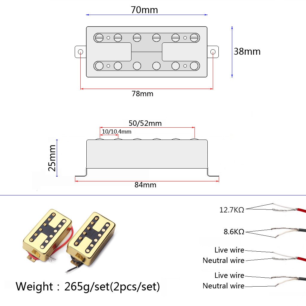 H Style LP Electric Guitar Pickup With Screws Easy To Install And Setup
