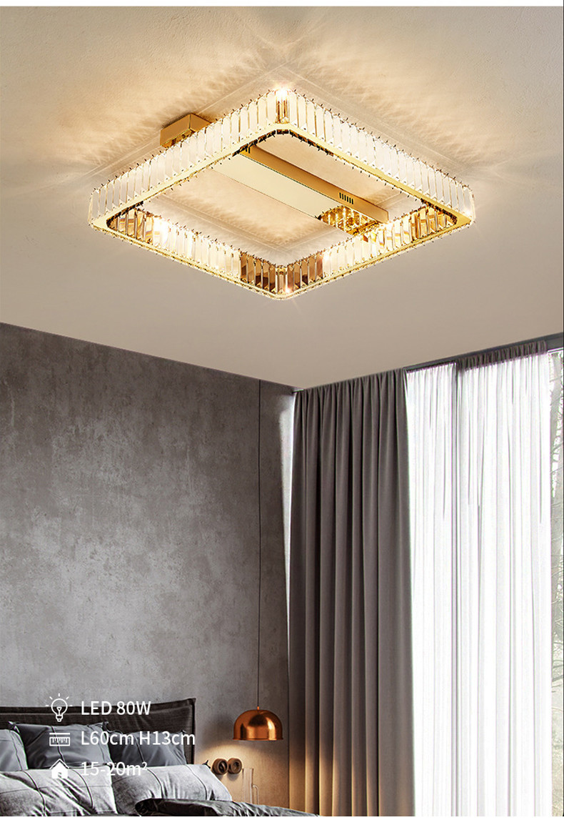 Luxury Living Room Smart Led Chandelier Modern Hall Glossy K9 Crystal Ceiling Chandelier(WH-CA-104)