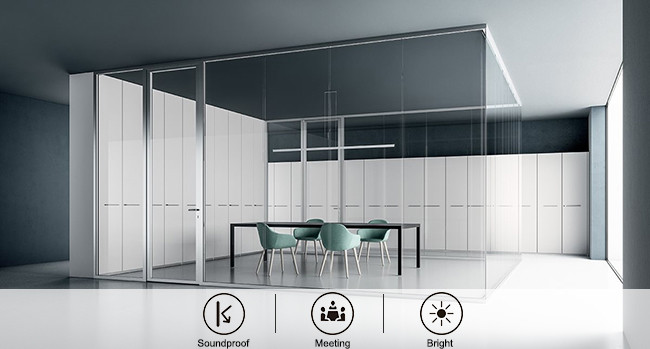 79mm Aluminum Tempered Single Or Double Glass Hard 3mm Profile Clear Frame Glass Partitions