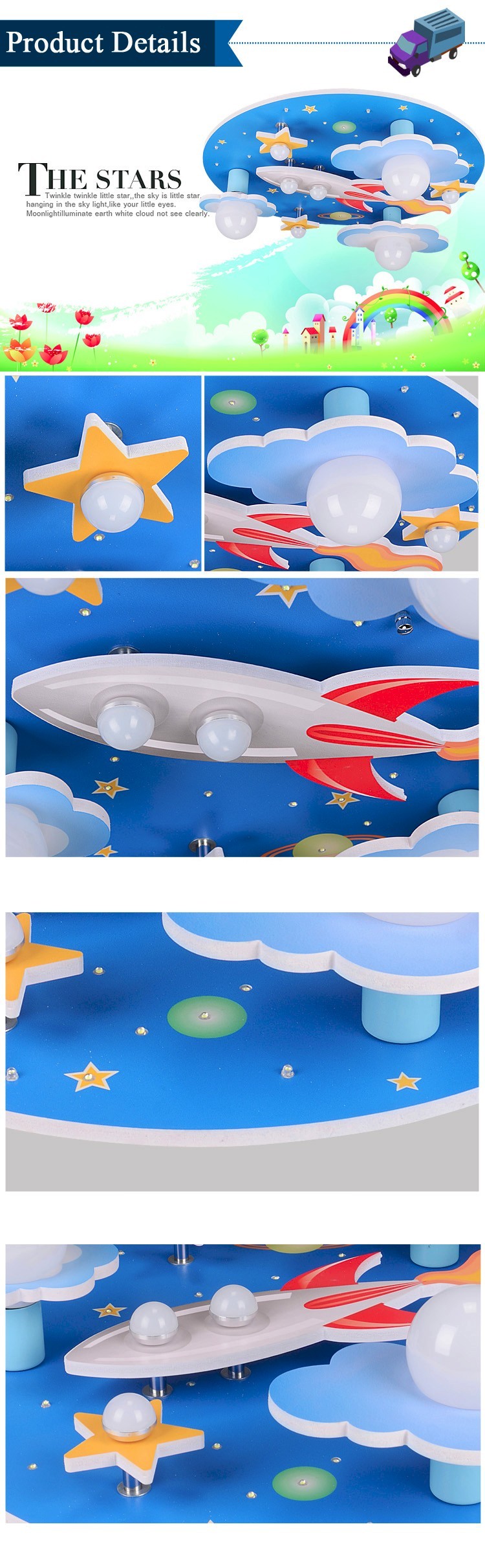 Cartoon Remote Control LED Ceiling Lights kids room chandelier(WH-MA-152)