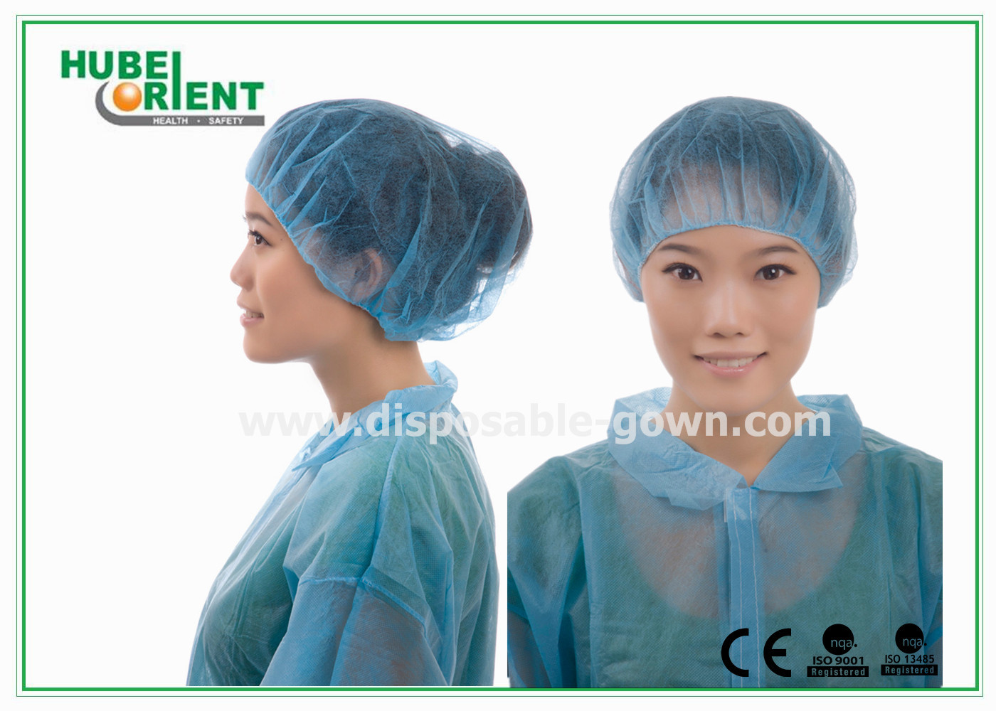12gsm Disposable Nonwoven Bouffant Cap 21 Inch in White Red