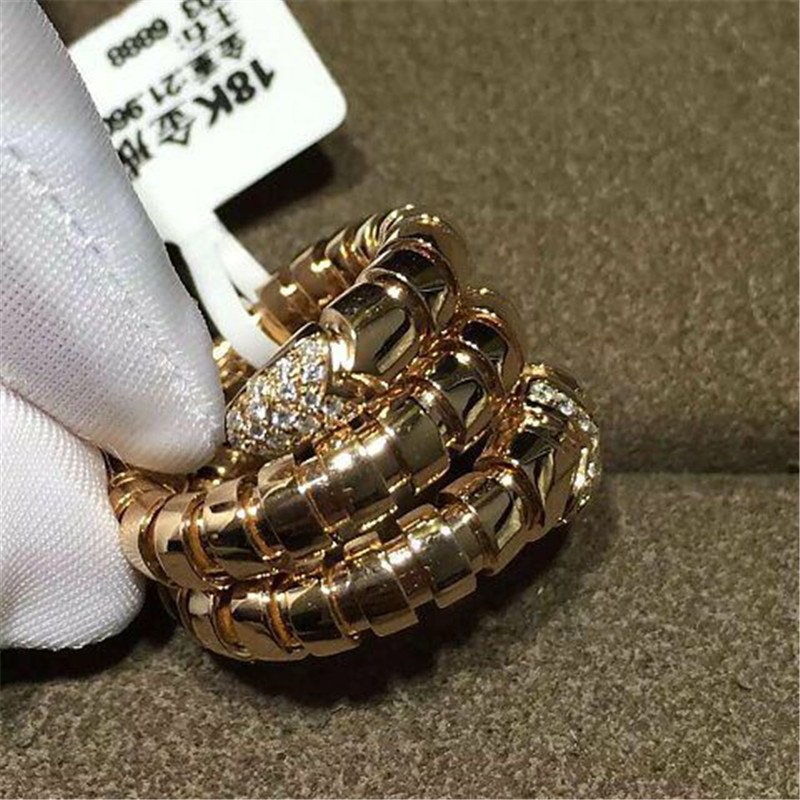 Luxury jewe factory serpenti series ring 18k white gold yellow gold rose gold diamond ring
