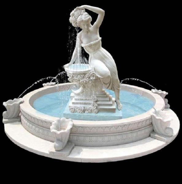 Garden stone fountain carving statue water fountain white marble sculpture
