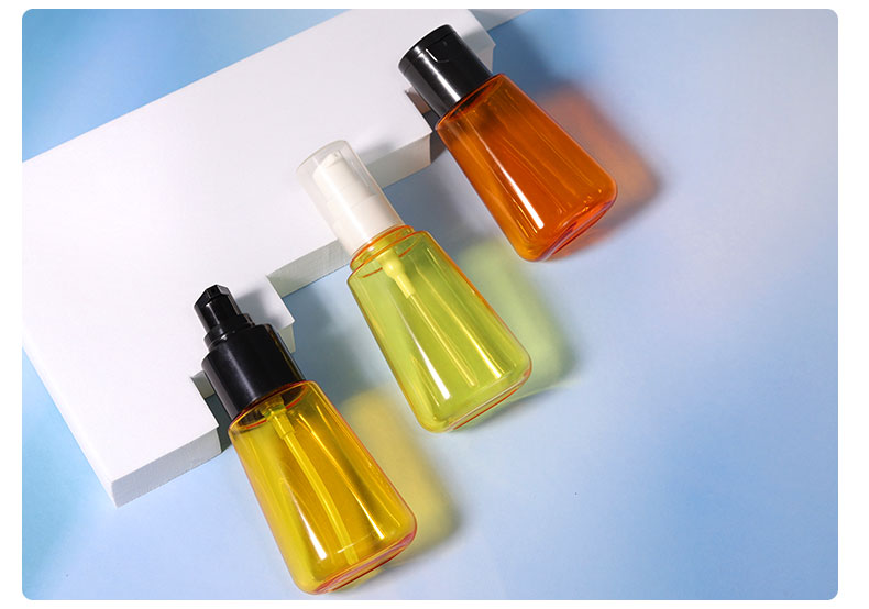 PET Luxury Cosmetic Bottle Clear Empty Hair Oil Bottle 70ml With Hot Stamping Logo Printing