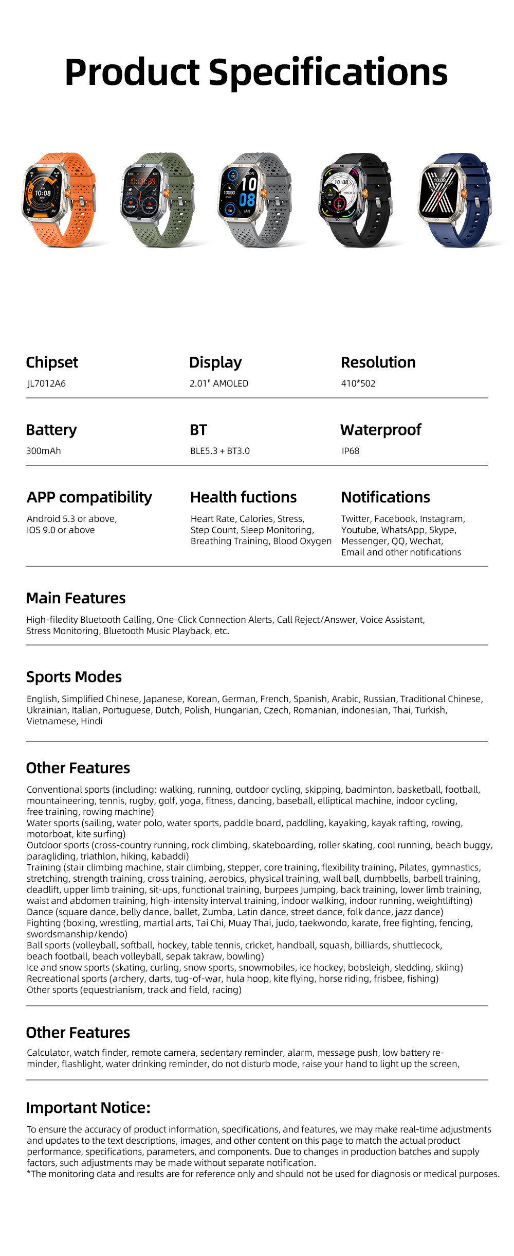 KW285 2.01" Square Shape Smart Watch Bluetooth Calling For Light Exercise