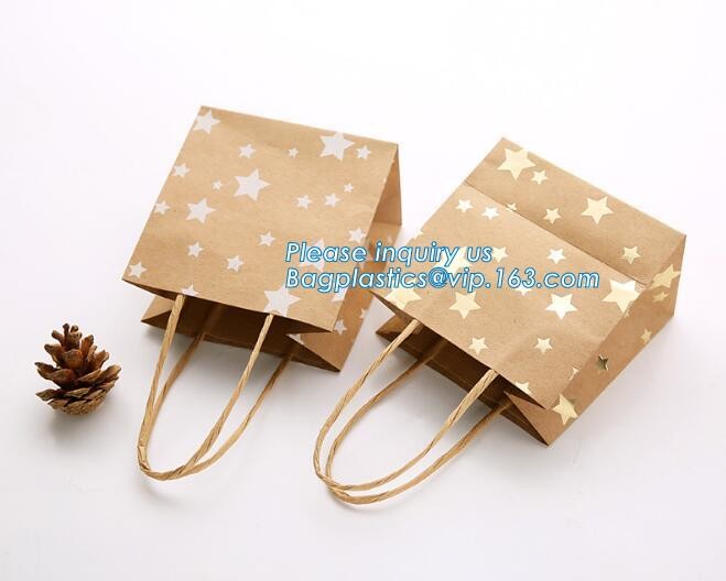 Customized Red Printed Kraft Paper Shopping Bag with Ribbon Handles and Bowknot,Kraft Paper Shopping Bag with Kinds off