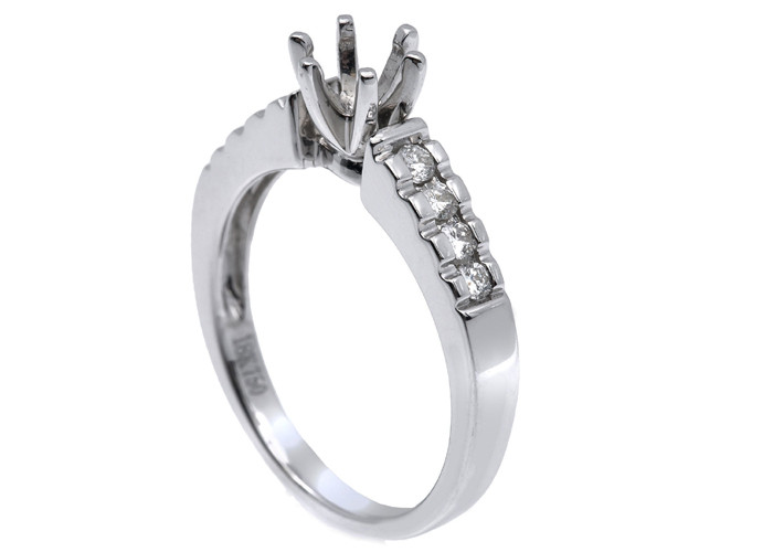 0.2ct 8pcs Semi Mount Diamond Ring 14K White Gold Material ODM for Gift
