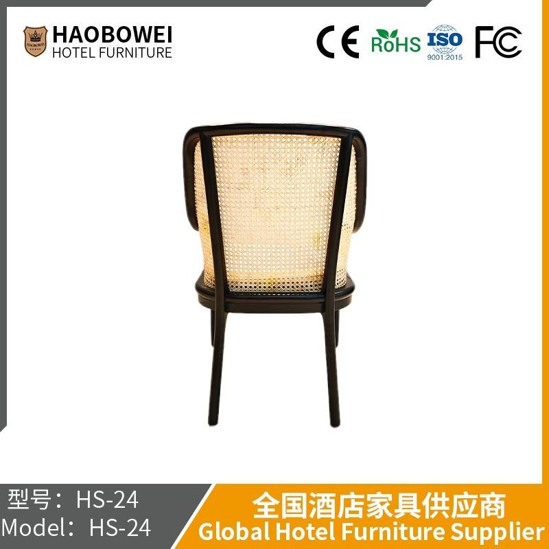 Light Luxury Dining Chair Rattan Woven Nordic Back Recliner Accommodation Solid Wood Furniture Soft Bag in The Ancient Hotel Dining Table Chair Red