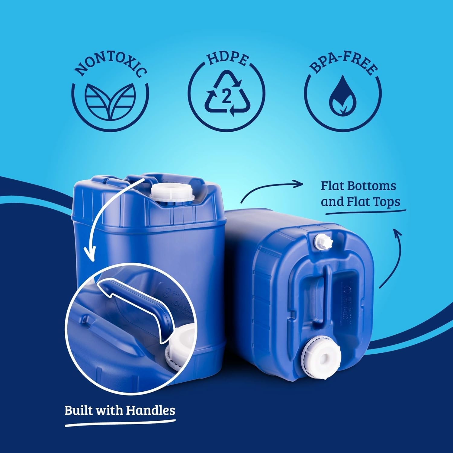 Stackable Water Storage Containers With Lids, Emergency Water Storage Kit Spigots And Water Preserver Bottles