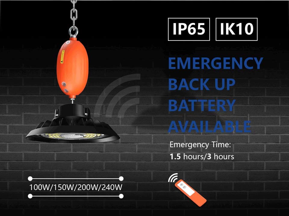 240W 200 Watt UFO High Bay LED Light 140LM/W 100W 150W Indoor Smart