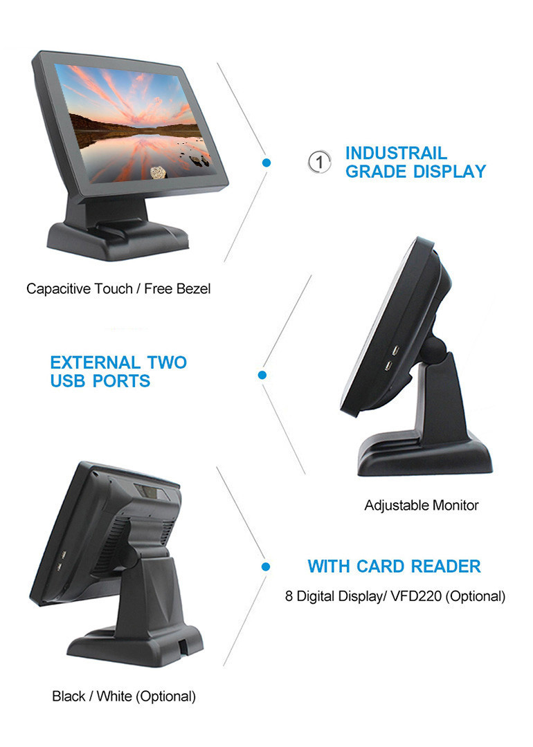 15" All In One Restaurant Pos System Professional Android System With 8 Digital LED Display