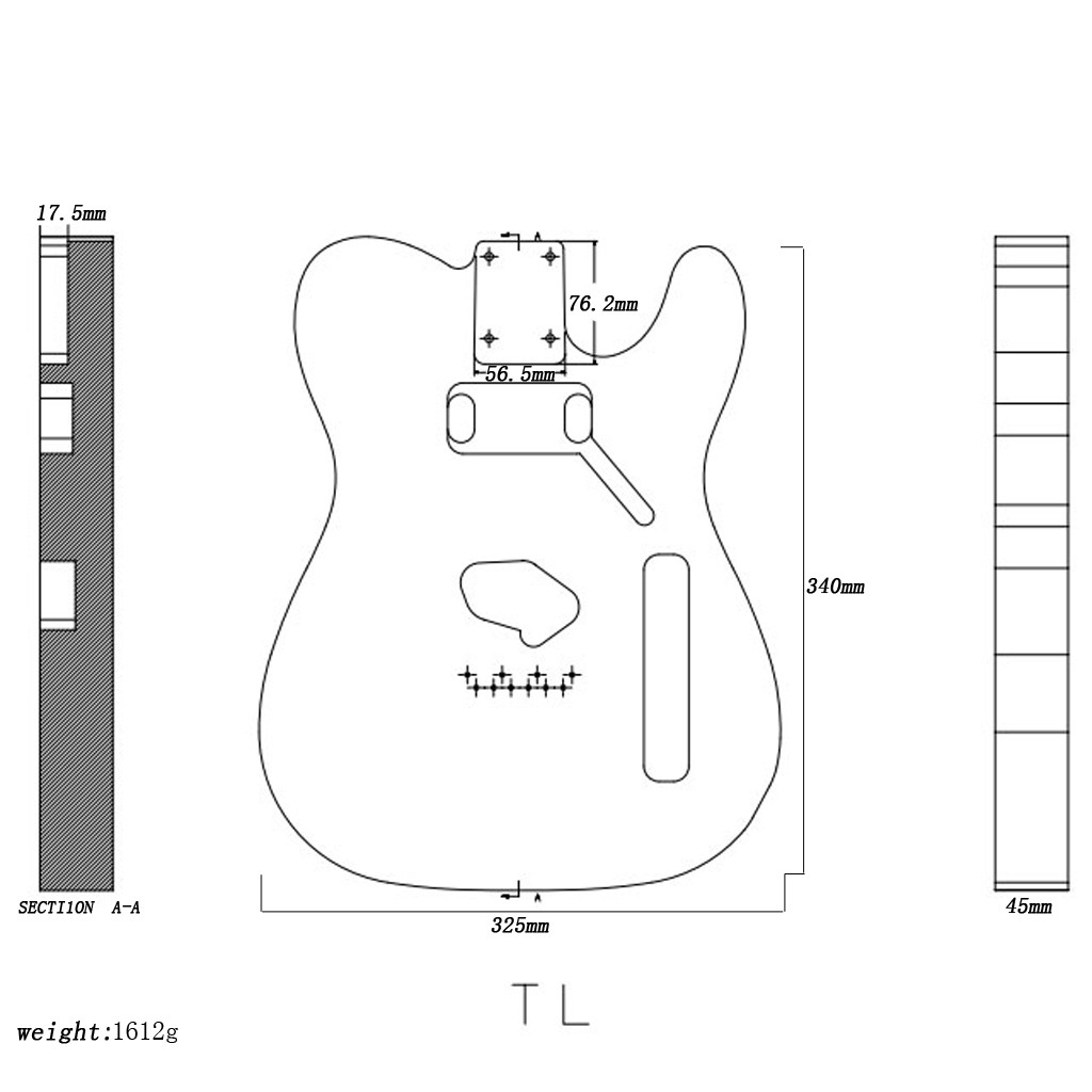 Polished Alder Ash Wood Guitar Body For TL Electric Guitar With French Revolution Pattern
