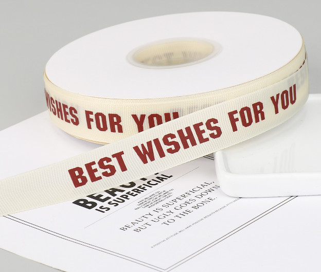 INS Style Rib Beige Birthday Cake Gift Wrap Ribbon English Bouquet Decoration Ribbon