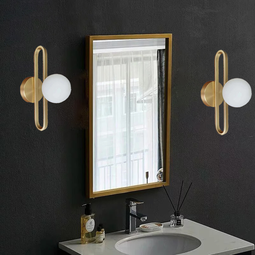 Nordic Bedside Wall Lamp modern golden Indoor bedroom Corridor stairs loft Glass Ball Wall Lamp(WH-OR-238)