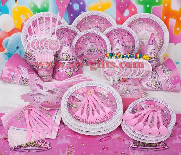 Fantasy girl theme kids disposable paper cups + plates party pack birthday Party