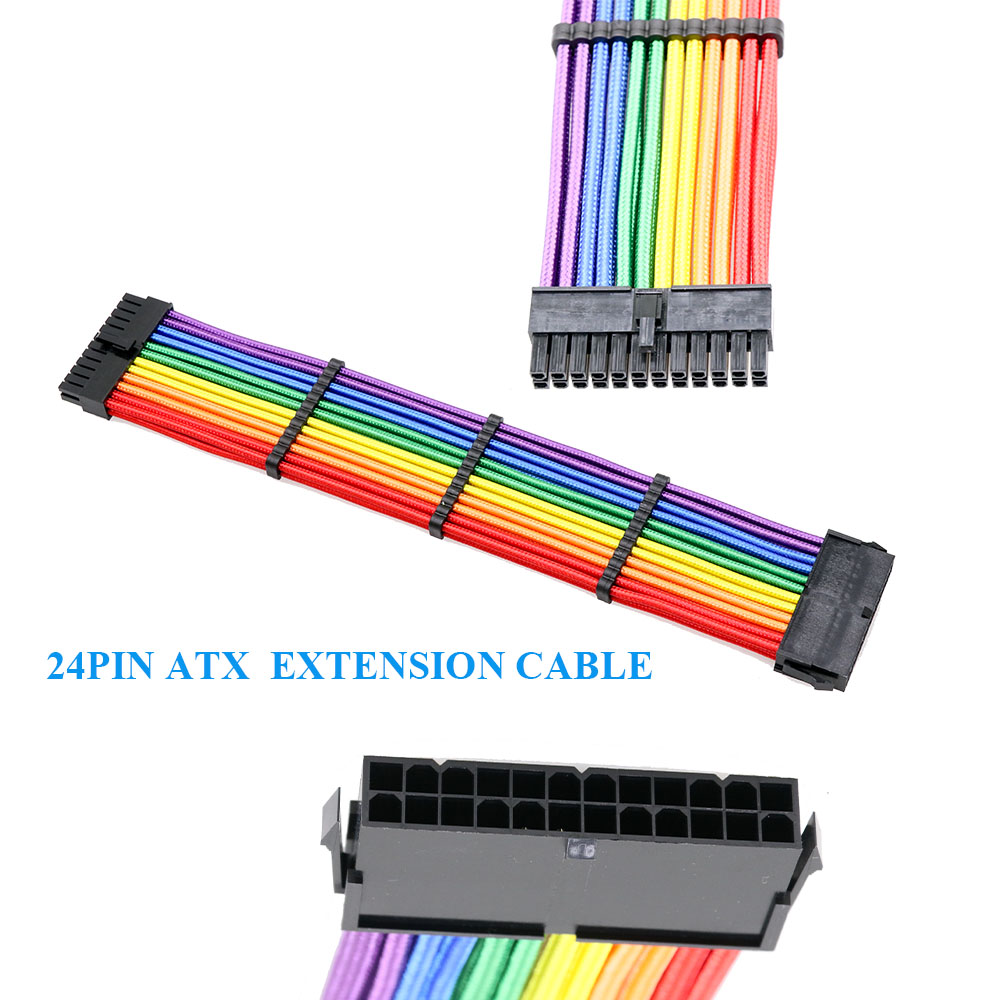 Braided Sleeve High Quality Power supply Extension Cable 24Pin Sleeving Cable For computer