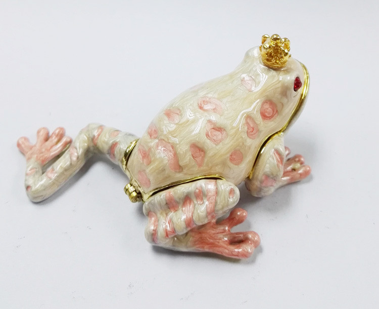 Frog shape bejeweled box for wedding metal trinket box treasure box metal jewelry box