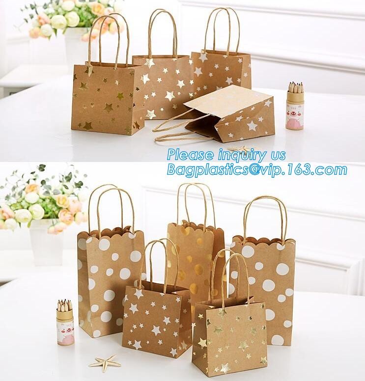 Custom Printed Accept Wholesale Stock White Brown Kraft Paper Shopping Bag With Handle No Minimum, carrier handle bags