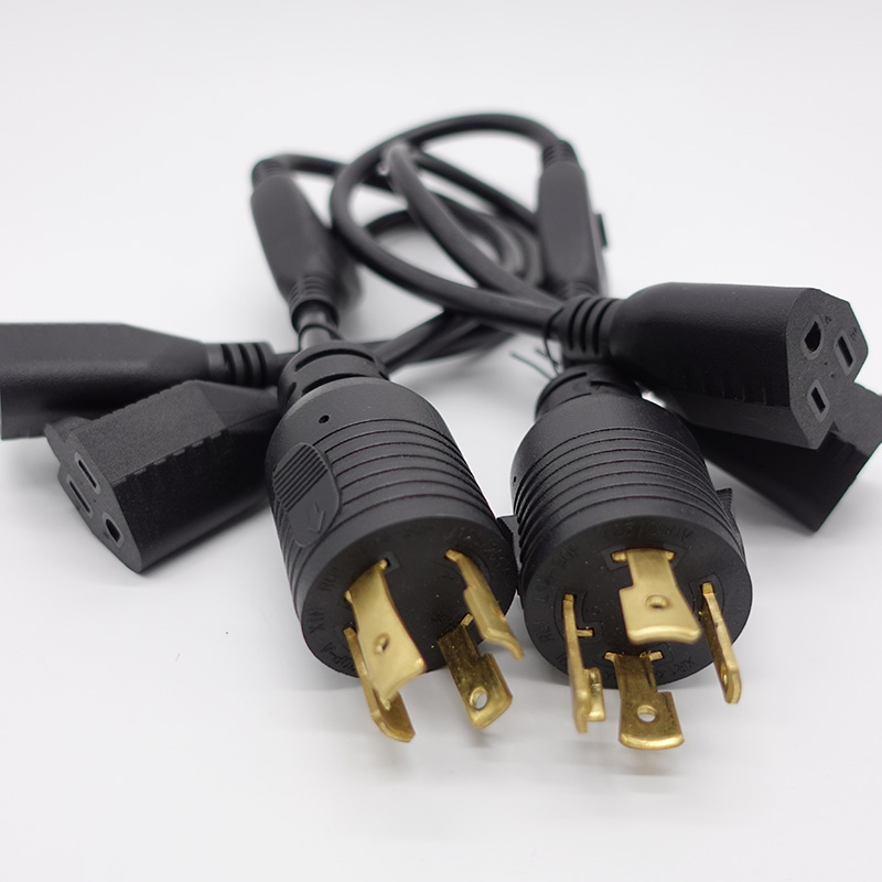 Conductor Copper Network SDK Nema L14-30 Locking Receptacle to 5-15R Y Splitter Cable with US Plug