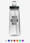 Water Bottle with Times to Drink and Straw, Motivational Drinking Water Bottles
