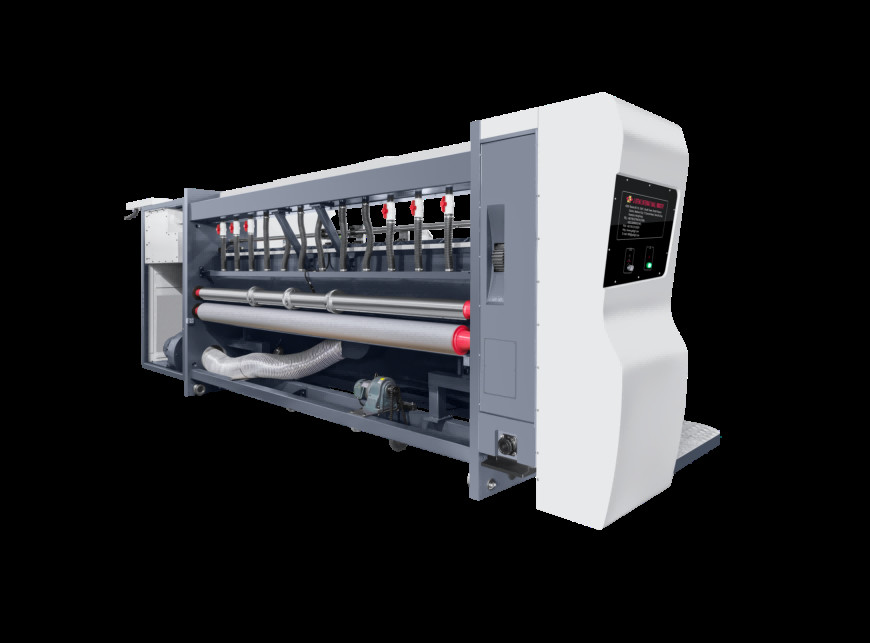 380V/50HZ/3PH Pressure Free Corrugated Cardboard G6-0920 Feed Structure Lead Edge Vacuum Transfer 4 Color Printer + Slotter + Die Cutter + Vibrator +