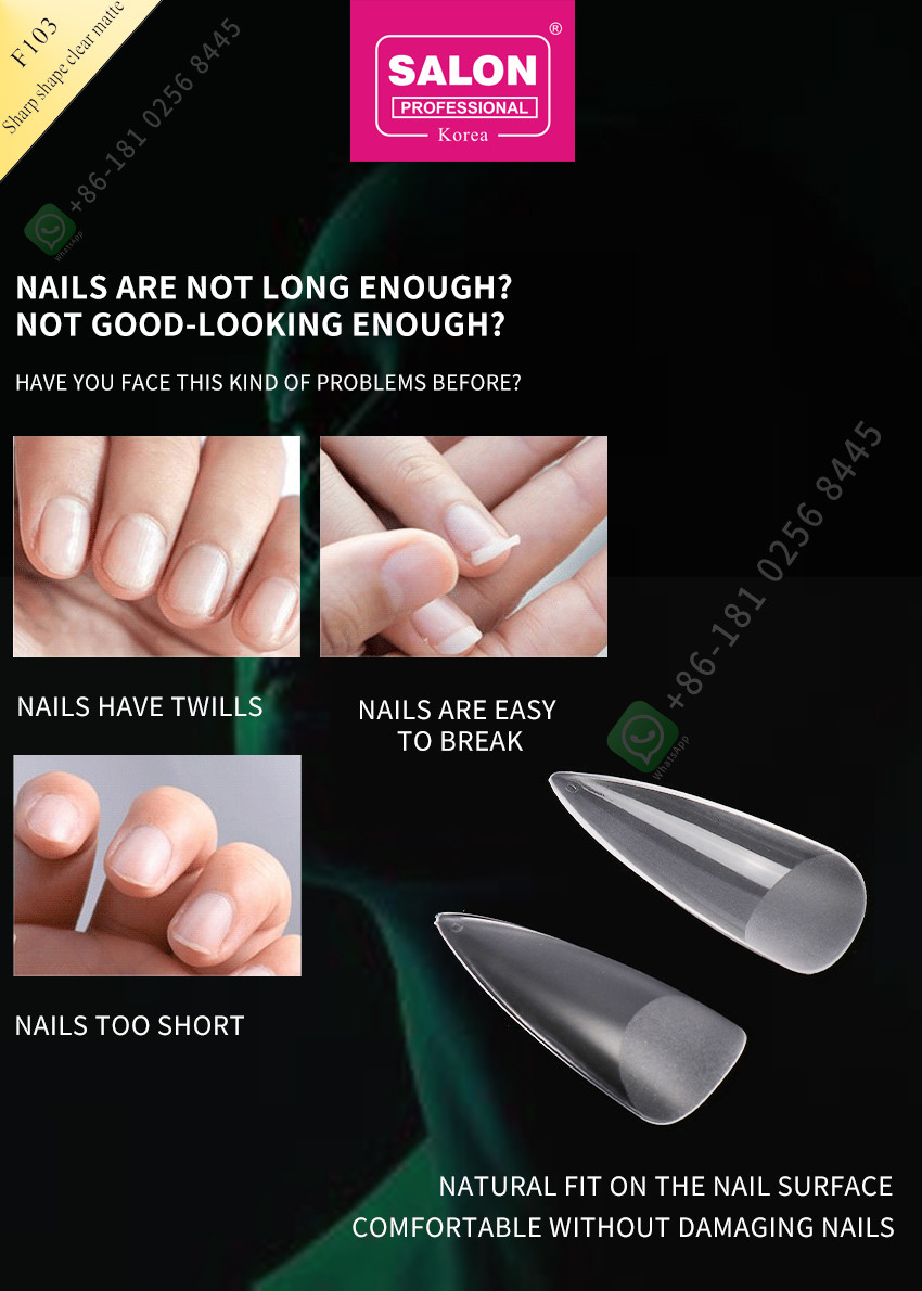 500pcs Sharp Shape Matte Lady French Style Artificial False Nails Half Tips and Full Cover False Nail