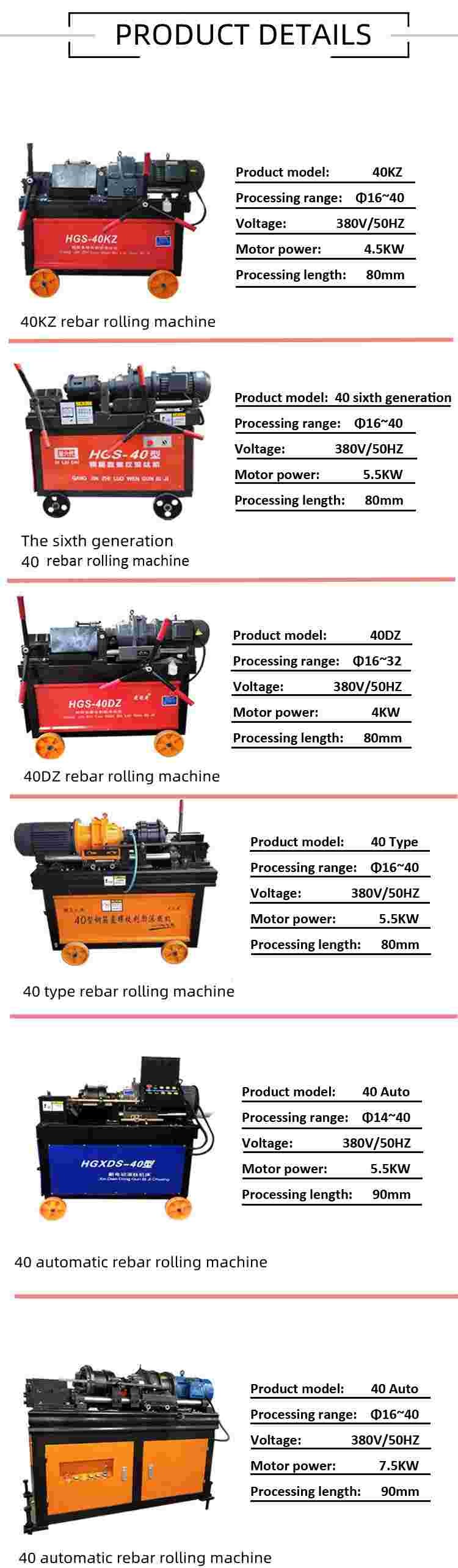 40-62r/Min 90mm Automatic Thread Rolling Machine Construction Electric Rebar