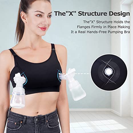 Hands free pumping bra adjustable breast-pumps holding and nursing bra momcozy nursing and pumping bra