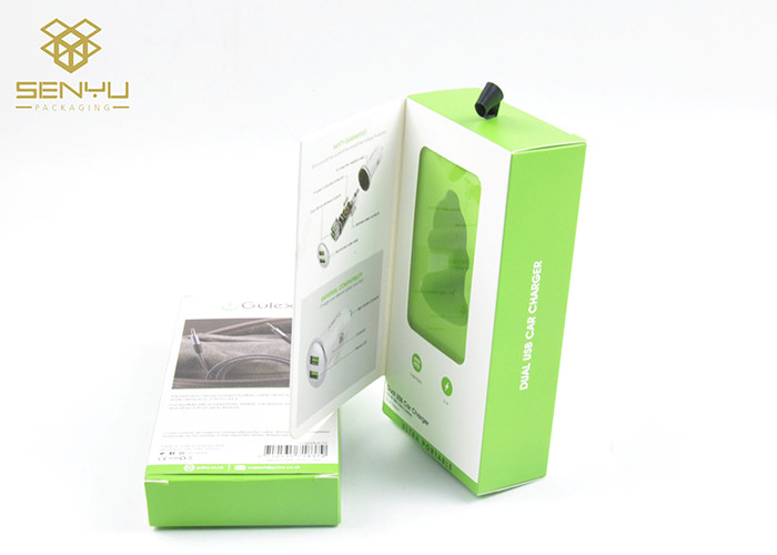 350g Art paper Mobile Accessories Packaging / Data Cable Packaging Box With Blister Insert