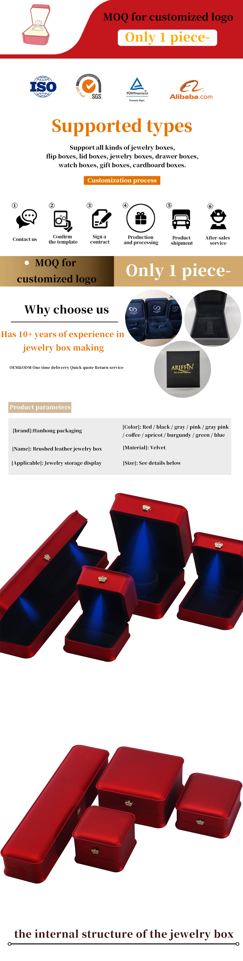 Jewelry Package Hanhong Custom Luxury Crown LED Box for Bracelets Necklaces and Rings