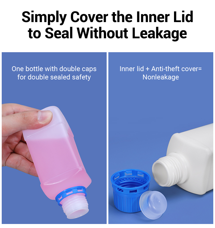 250ml White Square Recycled Chemistry Reagent Bottle HDPE Plastic Lab Bottles