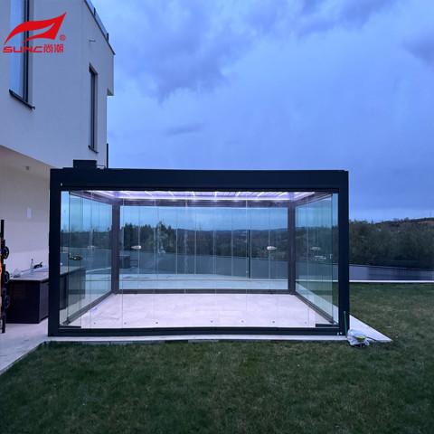 Electric Aluminum Alloy Pavilion Installed On The Roof Of Courtyard Villa