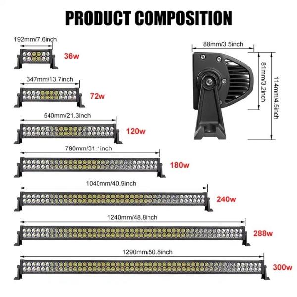 22 Inch Dustproof LED Light Bar For Truck, 4wd Jeep SUV Boat LED Offroad Light