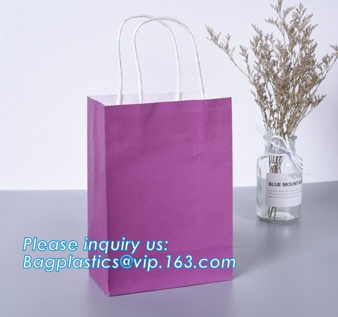 Customized Red Printed Kraft Paper Shopping Bag with Ribbon Handles and Bowknot,Kraft Paper Shopping Bag with Kinds off
