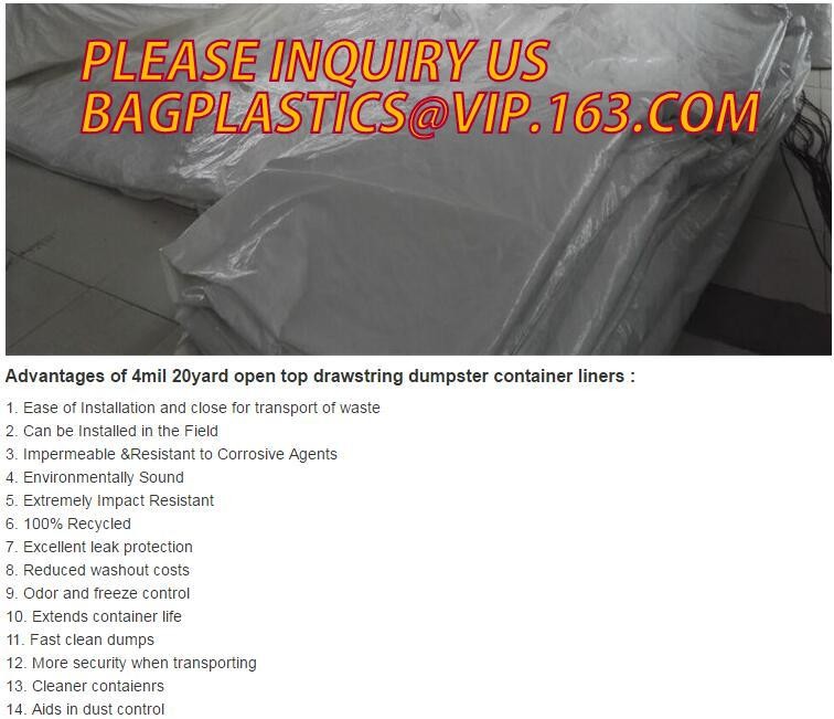 Open Top Drawstring 10 Mil Dumpster Container Liners,Drawstring Open Top 6 Mil Dumpster Container Liners, BAGEASE PAC