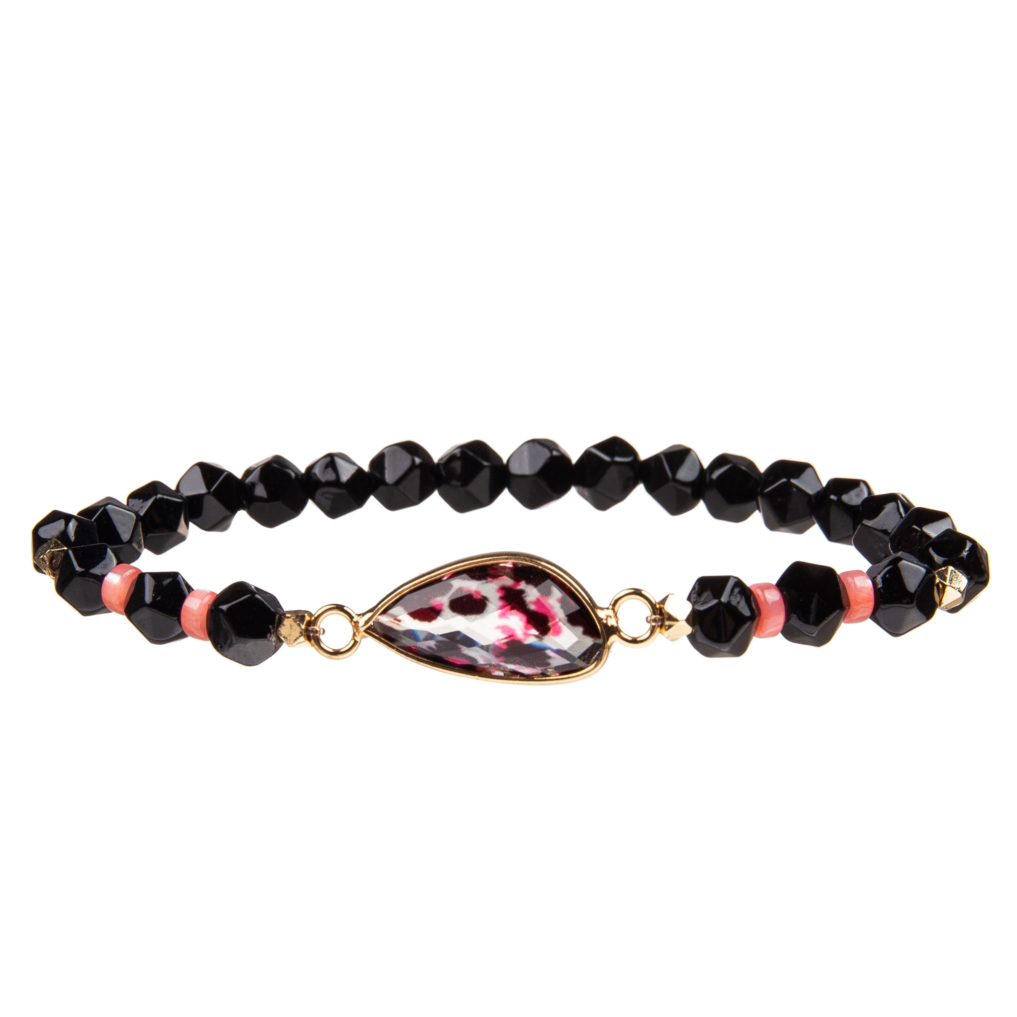 Handmade Gallstone Faceted Beads Bracelets With Gold Plated Irregular Crystal