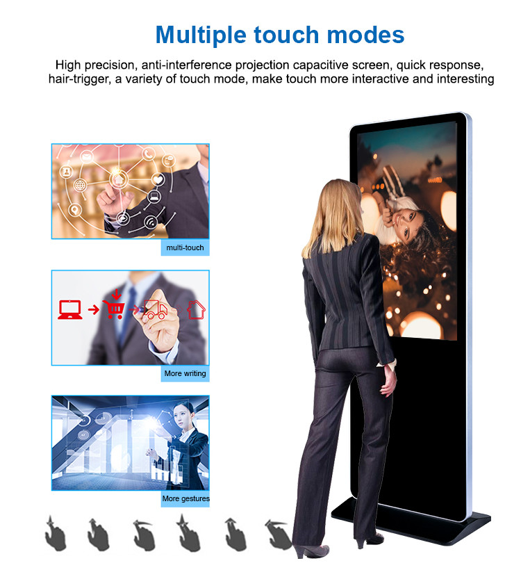 Floor Standing LED Touch Screen Digital Signage For Indoor Advertising