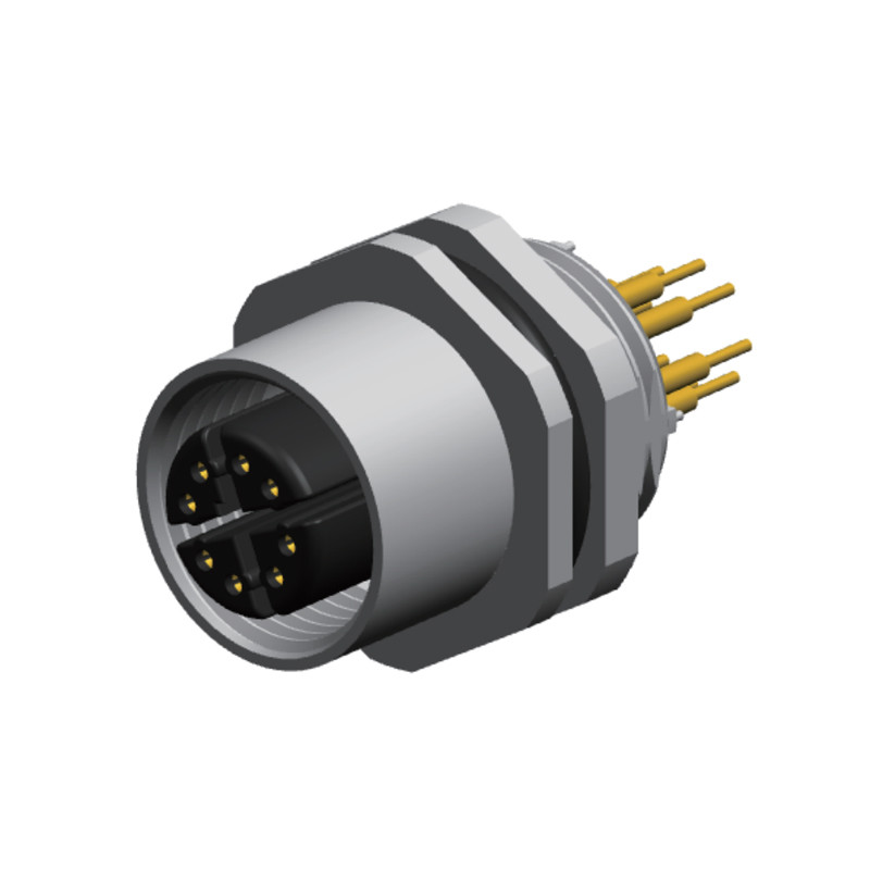 Industrial Right Angle Acoding D-Coded Panel Front Ip67 Circular Straight Sensor M12 PCB Angled Waterproof Connector