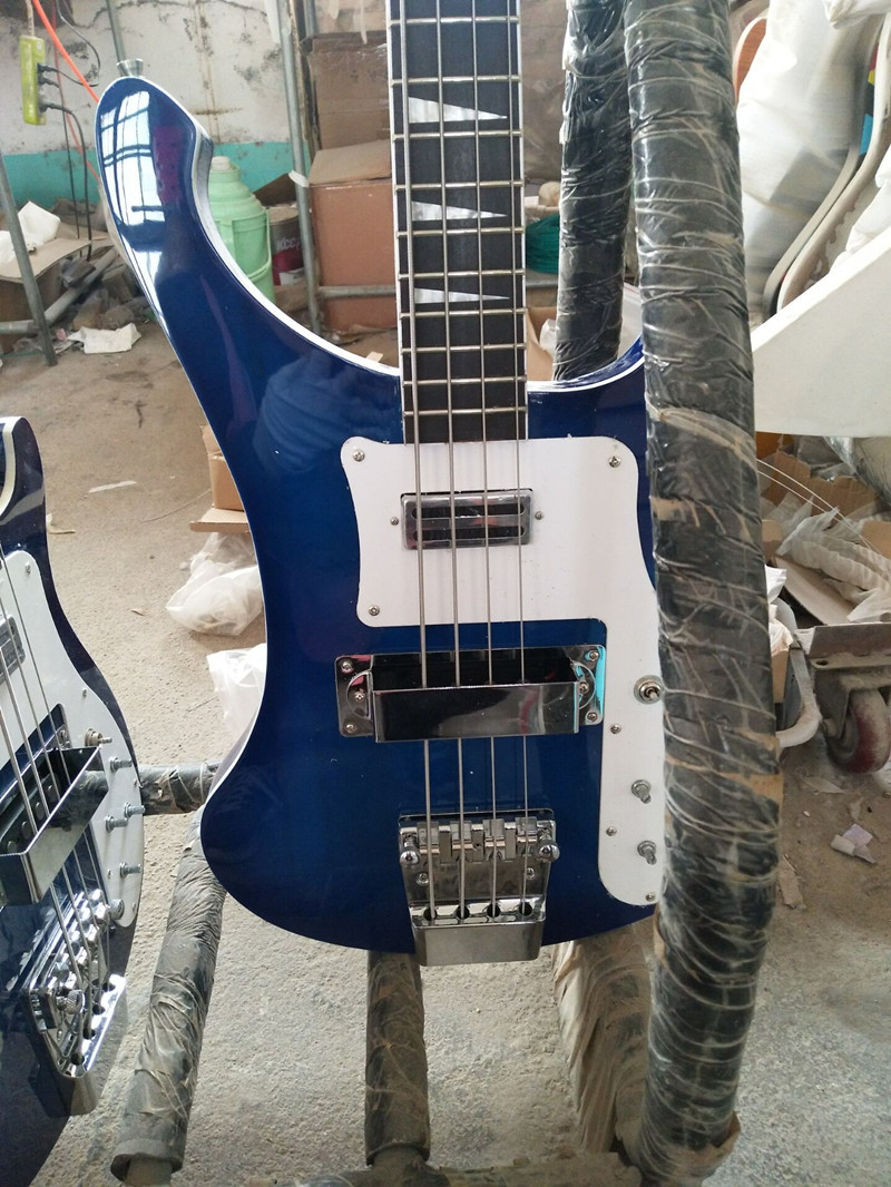 Quality Rick 4003 model Ricken 4 strings Electric Bass guitar in blue color Chrome hardware optional free shipping