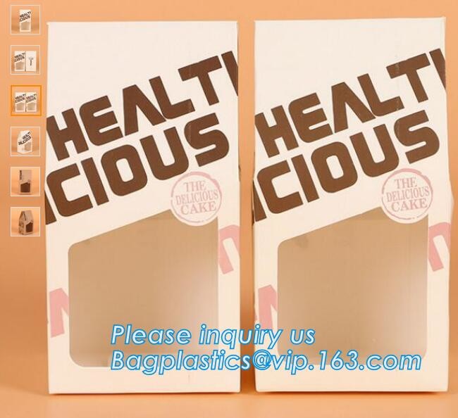 Wholesale custom Paper Cookies packing Cake Box with PVC window,Wholesale Plastic Square Birthday Wedding Packaging Clea